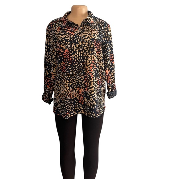 White Stuff Navy Blue Speckled Organic Cotton Blouse - Picture 2 of 9